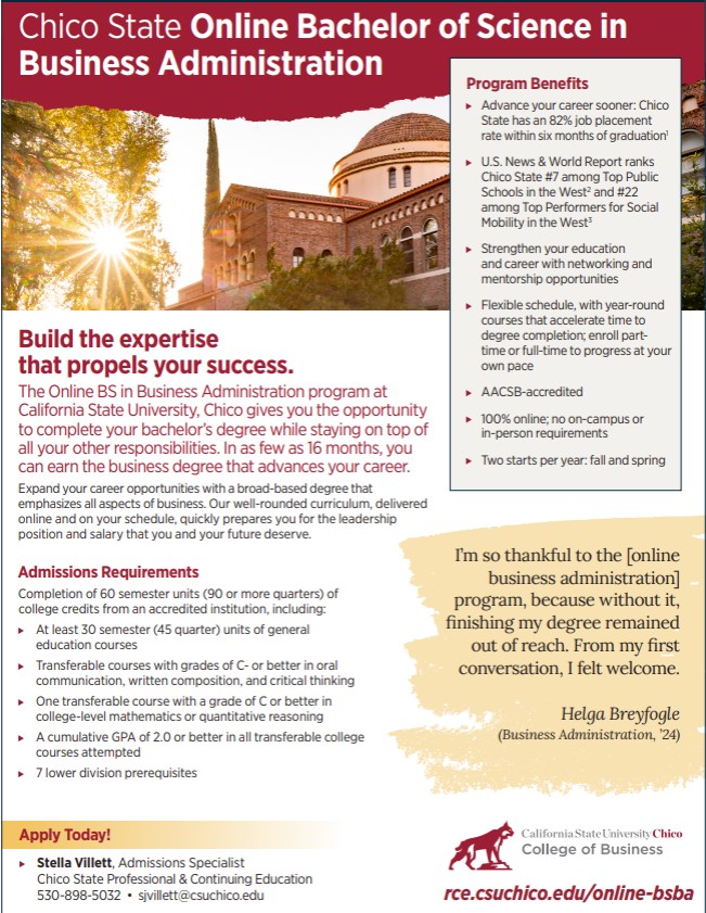Chico Online BS in Business Administration Information